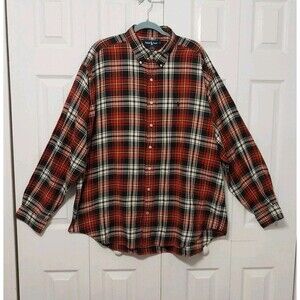 Ralph Lauren Blaire Cotton Plaid Button Shirt Red Black Pony Logo XXL RN41381